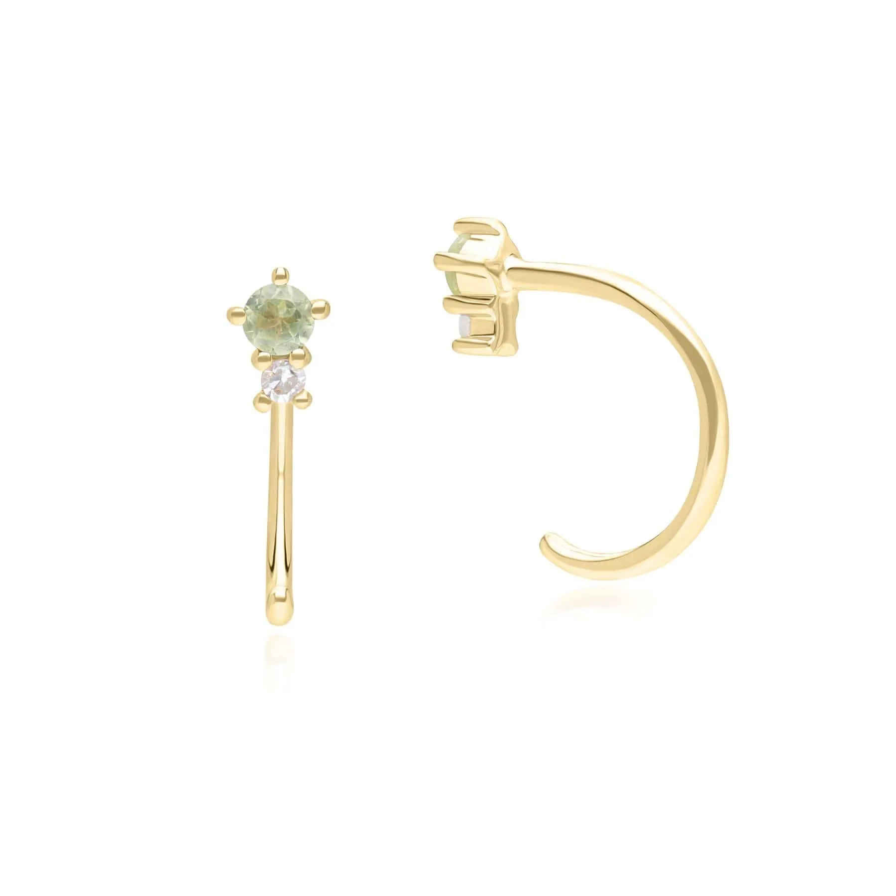 Modern Classic Peridot & Diamond Pull Through Hoop Earrings in 9ct Yellow Gold sold by Gemondo Jewellery product image thumbnail 2