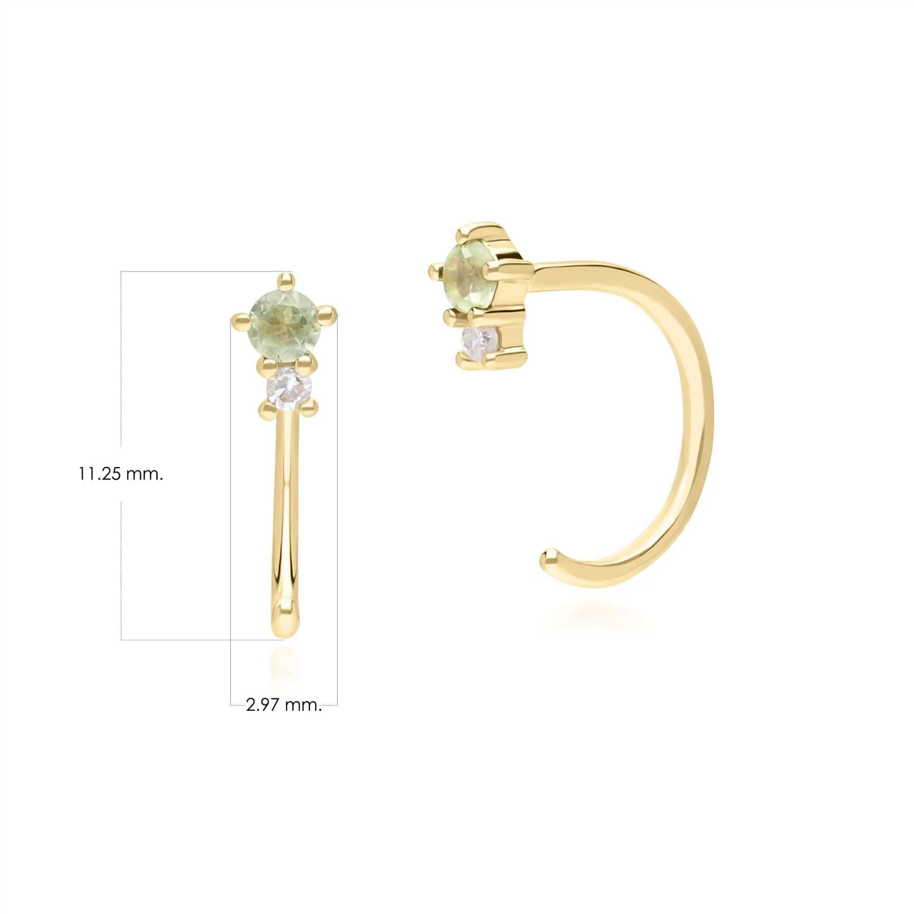 Modern Classic Peridot & Diamond Pull Through Hoop Earrings in 9ct Yellow Gold sold by Gemondo Jewellery product image thumbnail 3