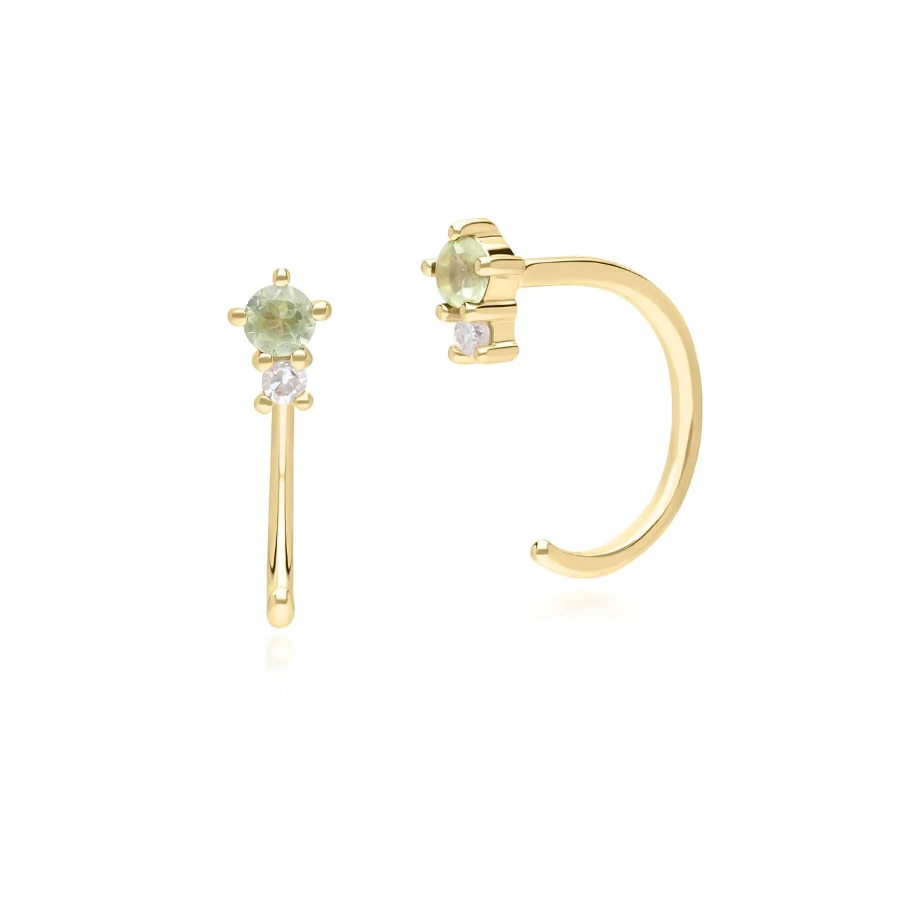 Modern Classic Peridot & Diamond Pull Through Hoop Earrings in 9ct Yellow Gold sold by Gemondo Jewellery