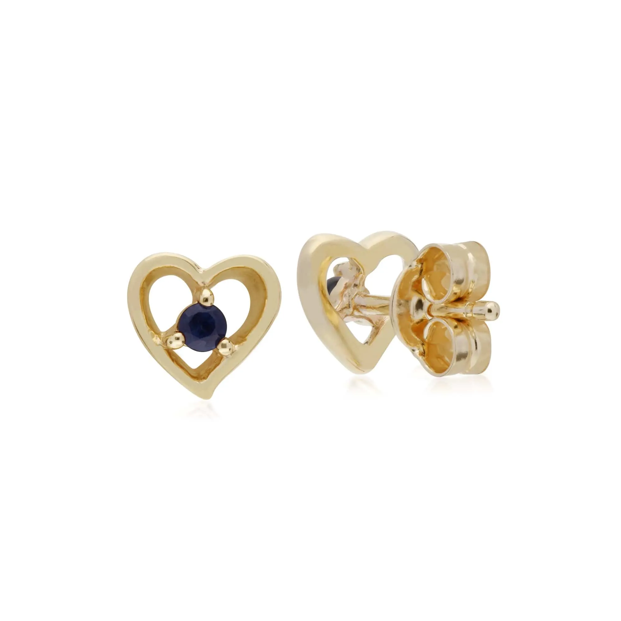 Gemondo 9ct Yellow Gold Sapphire Single Stone Heart Stud Earrings sold by Gemondo Jewellery product image thumbnail 2