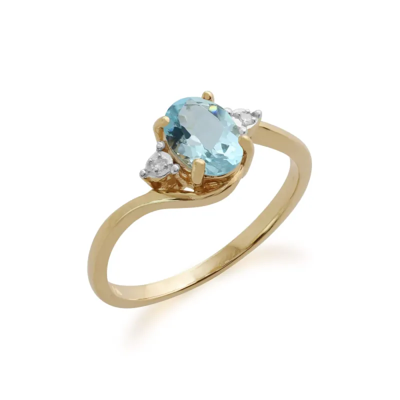Gemondo 9ct Yellow Gold 0.97ct Blue Topaz & Diamond Ring sold by Gemondo Jewellery