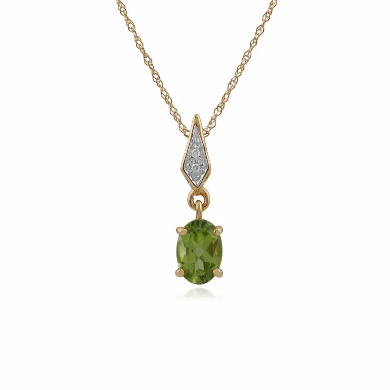 Gemondo 9ct Yellow Gold 0.86ct Peridot & Diamond Pendant on Chain sold by Gemondo Jewellery