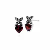 Sterling Silver Mozambique Garnet & Marcasite January Heart Stud Earrings sold by Gemondo Jewellery