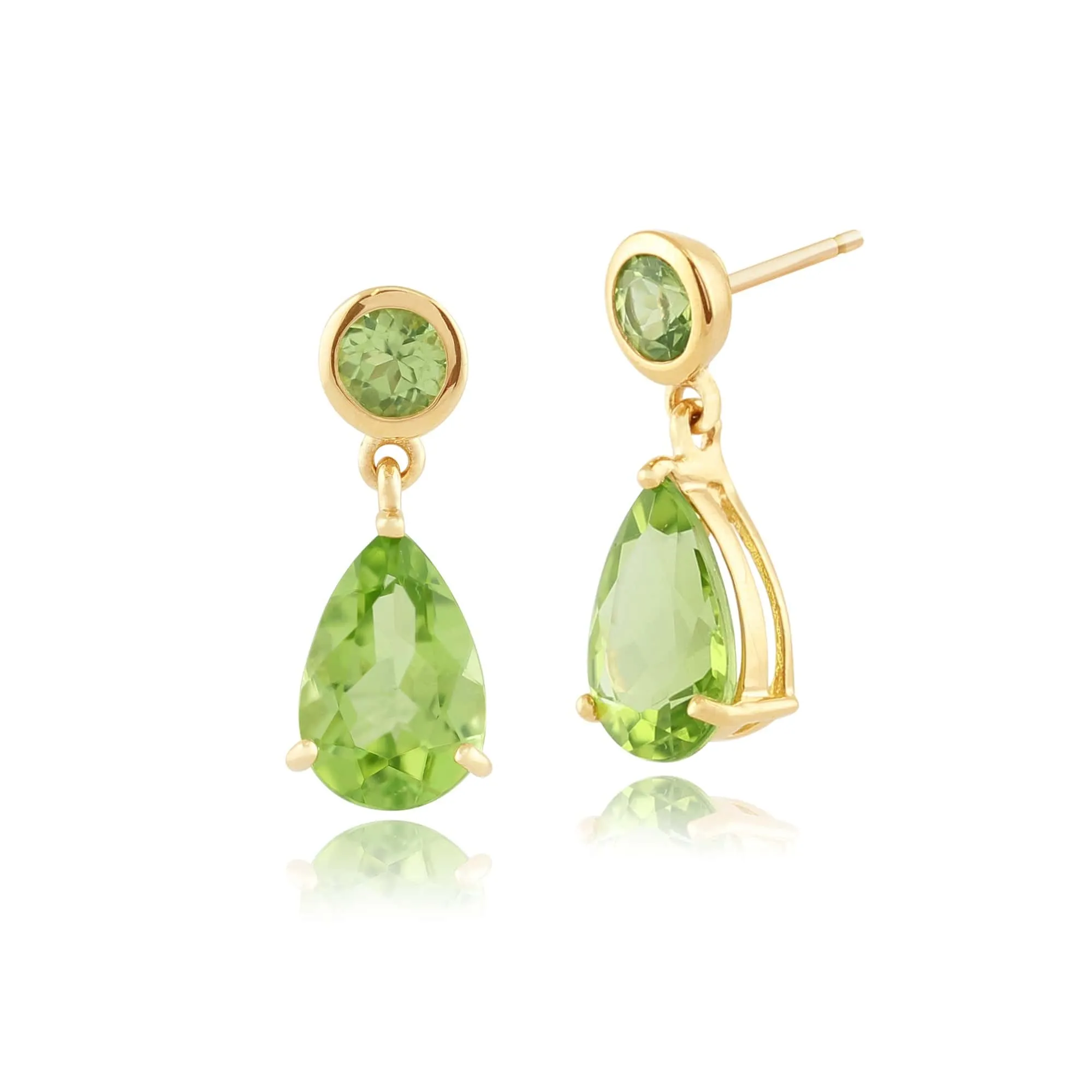 Classic Pear Peridot Drop Earrings in 9ct Yellow Gold sold by Gemondo Jewellery