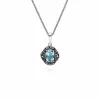 Art Deco Style Oval Blue Topaz and Marcasite Cluster Stud Earrings & Pendant Set in 925 Sterling Silver sold by Gemondo Jewellery
