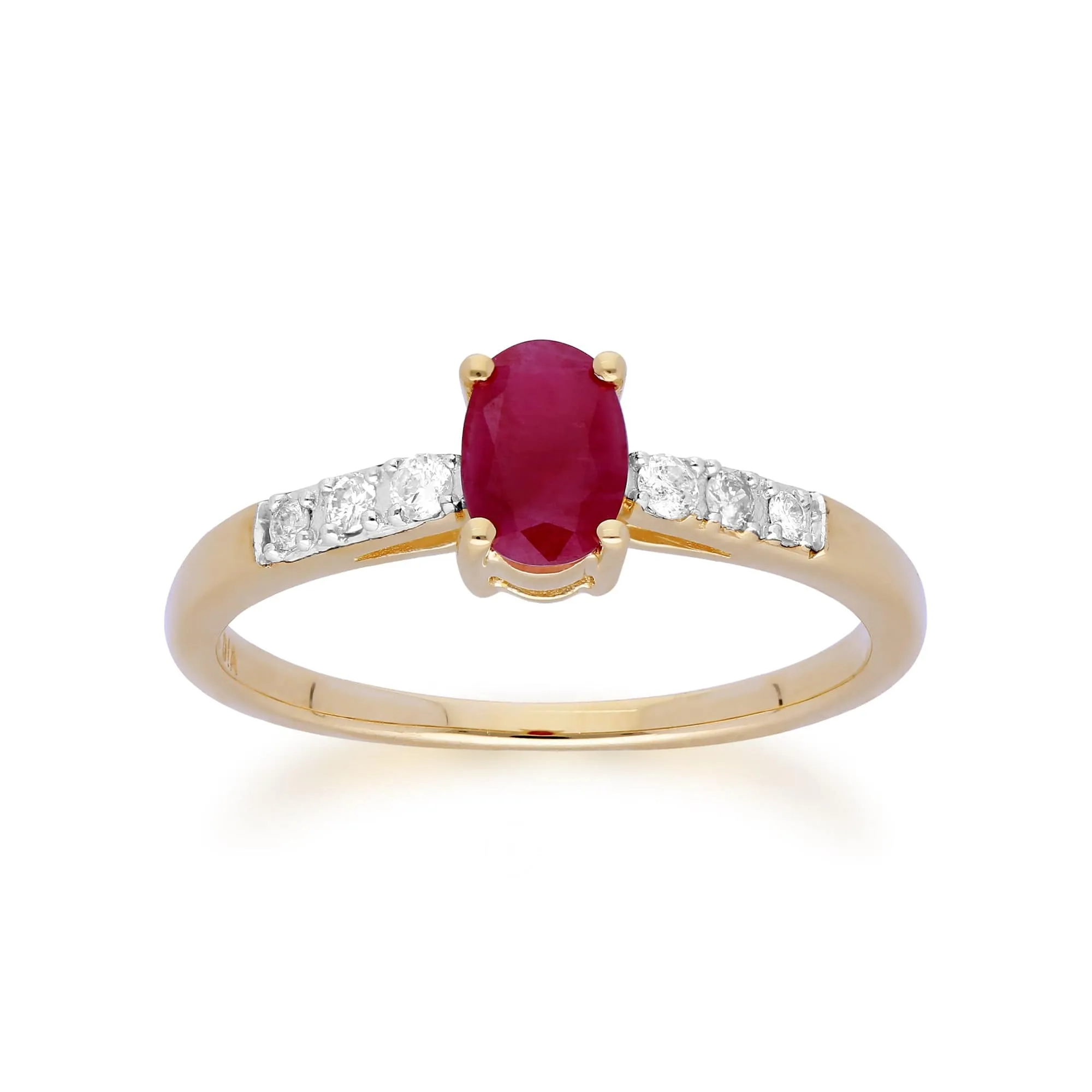 Gemondo 9ct Yellow Gold Ruby & Diamond Oval Cut Solitaire Ring sold by Gemondo Jewellery