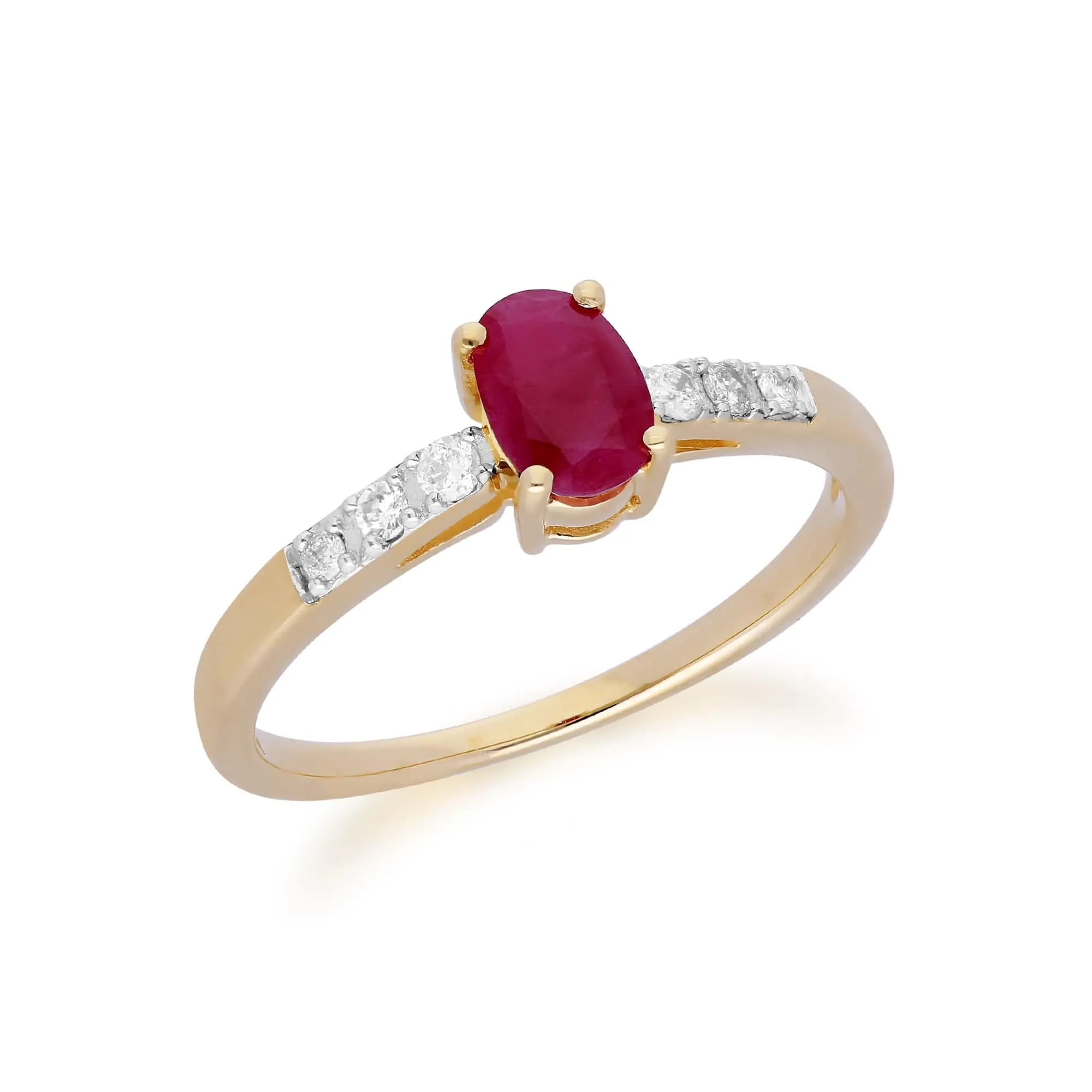 Gemondo 9ct Yellow Gold Ruby & Diamond Oval Cut Solitaire Ring sold by Gemondo Jewellery product image thumbnail 2