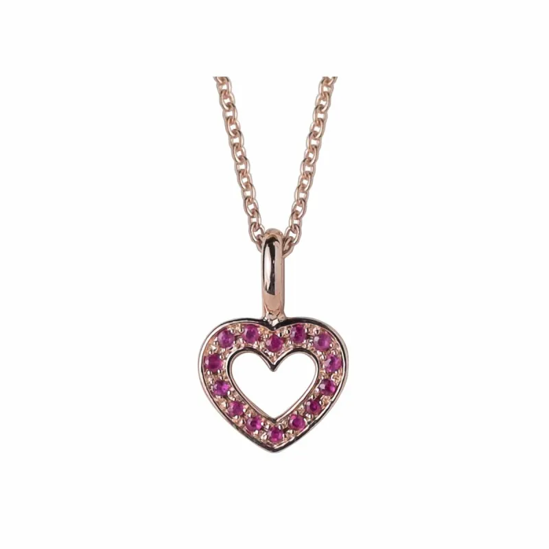 Gemondo Rose Gold Plated Sterling Silver Ruby Heart Pendant sold by Gemondo Jewellery