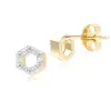 Geometric Hex Diamond Stud Earrings in 9ct Yellow Gold sold by Gemondo Jewellery