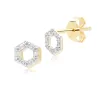 Geometric Hex Diamond Stud Earrings in 9ct Yellow Gold sold by Gemondo Jewellery
