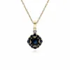 Gemondo 9ct Yellow Gold Sapphire & Diamond Square Cluster Pendant on 45cm Chain sold by Gemondo Jewellery