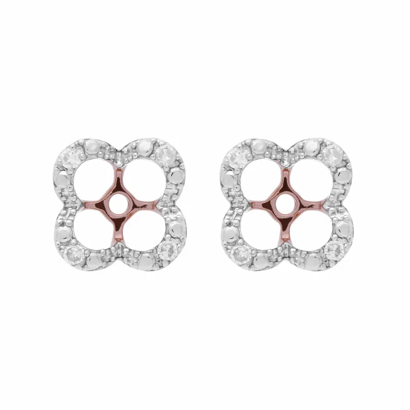Floral Round Diamond Clover Shape Earrings Jacked in 9ct Rose Gold sold by Gemondo Jewellery