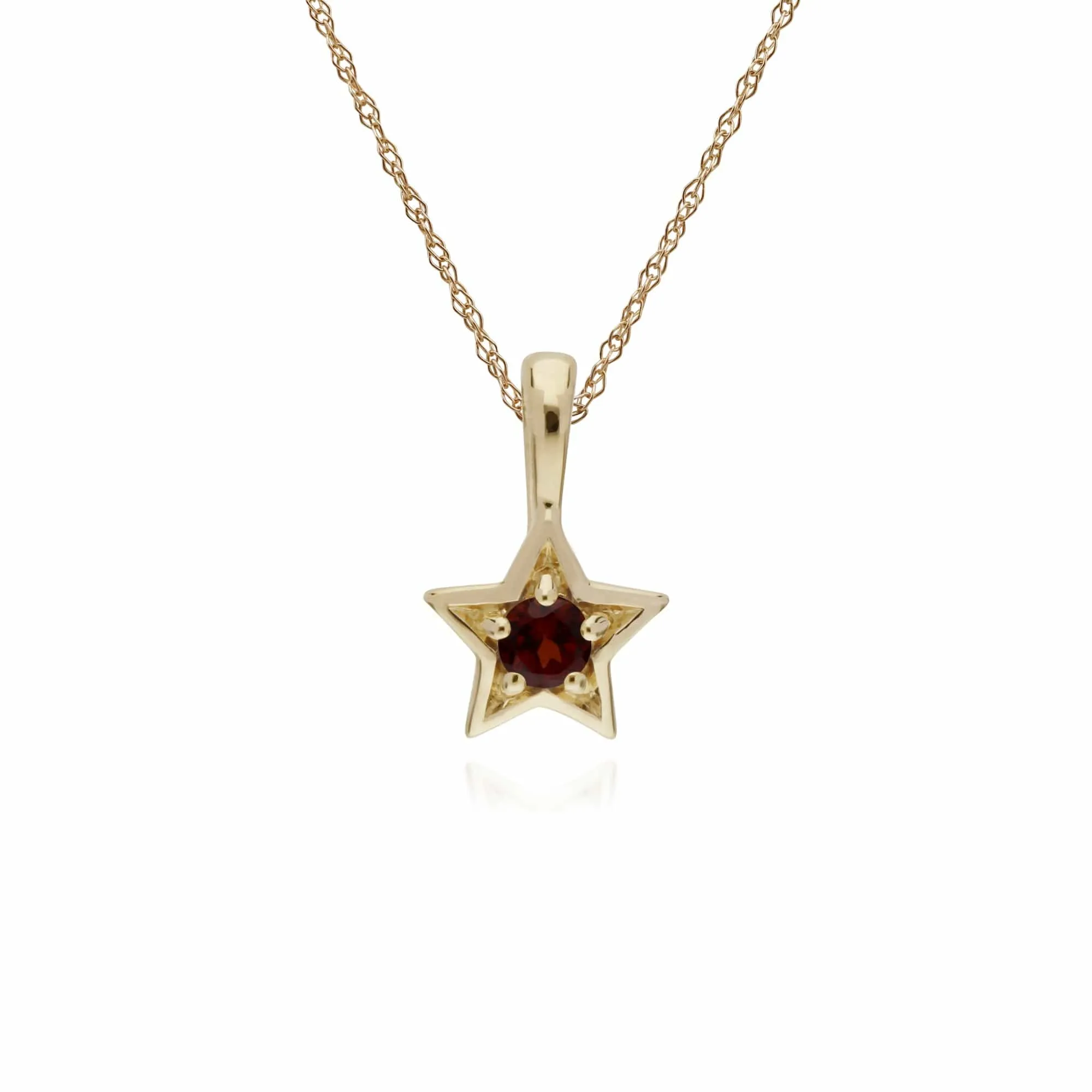Contemporary Round Garnet Single Stone Star Earrings & Necklace Set in 9ct Yellow Gold sold by Gemondo Jewellery product image thumbnail 3