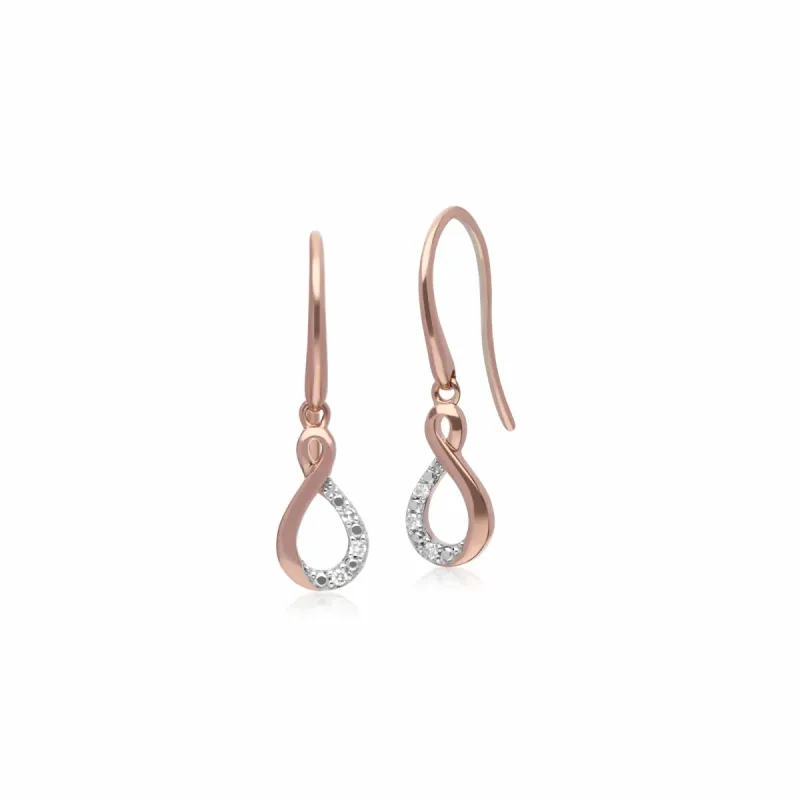Gemondo 9ct Rose Gold Diamond Kiss Drop Earrings sold by Gemondo Jewellery