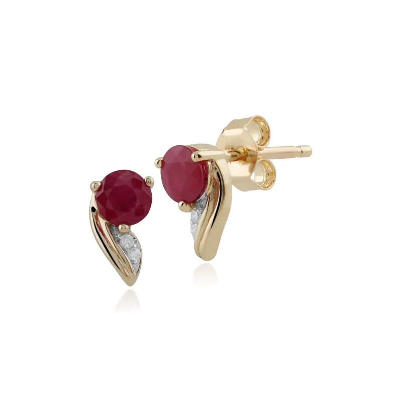Gemondo 9ct Yellow Gold 0.68ct Ruby and 0.01ct Diamond Earrings sold by Gemondo Jewellery