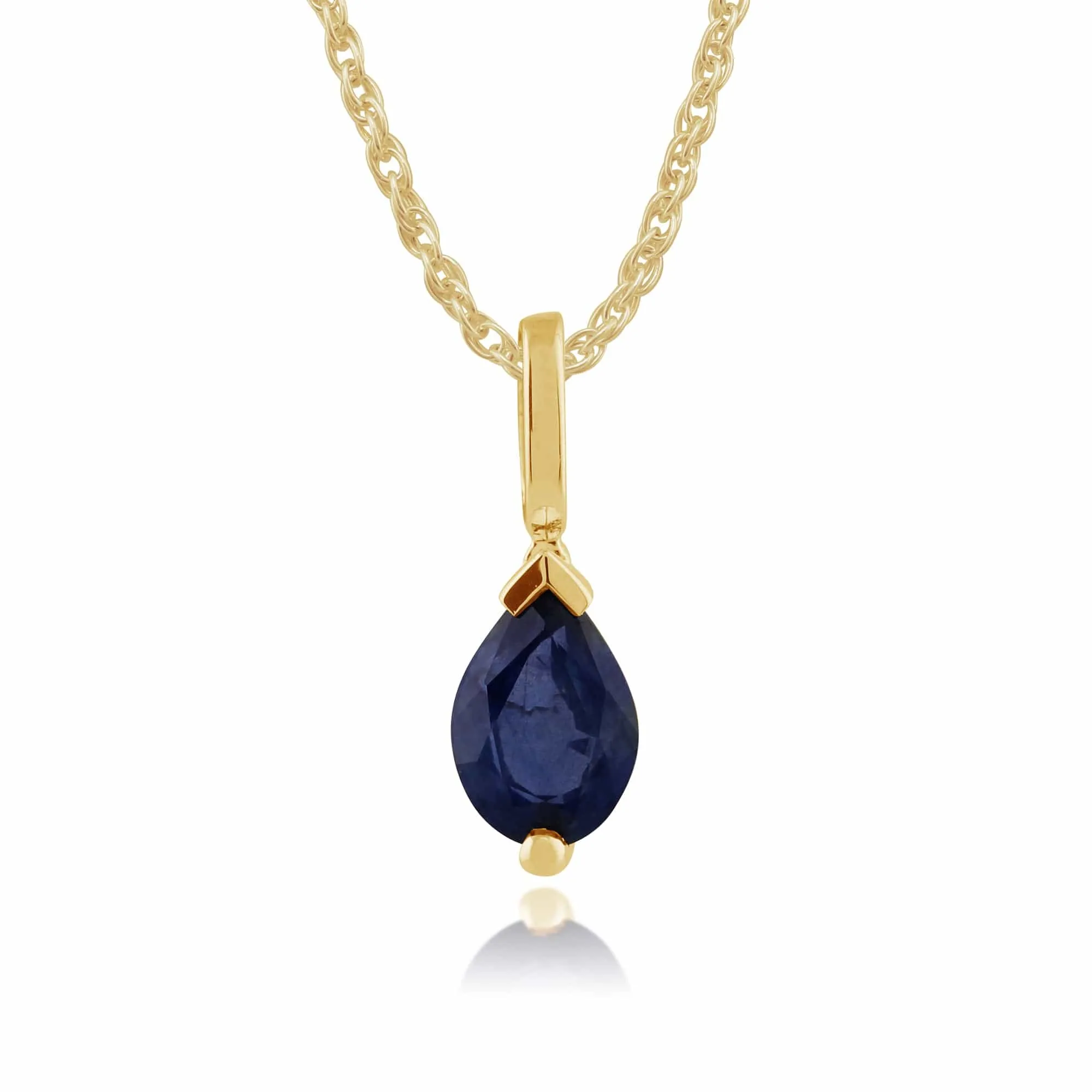 Classic Pear Light Blue Sapphire Pendant in 9ct Yellow Gold sold by Gemondo Jewellery