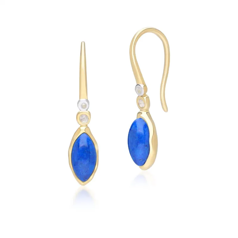 Irregular Marquise Lapis Lazuli & Topaz Drop Earrings In 18ct Gold Plated Sterling Silver sold by Gemondo Jewellery
