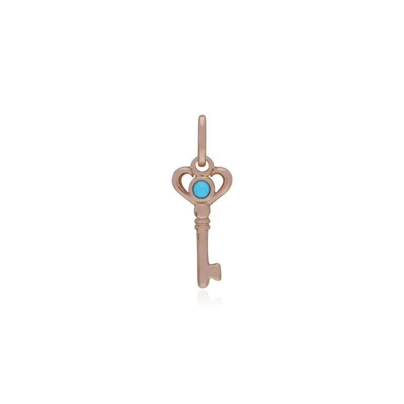 Gemondo Rose Gold Plated Sterling Silver Turquoise Small Key Charm sold by Gemondo Jewellery