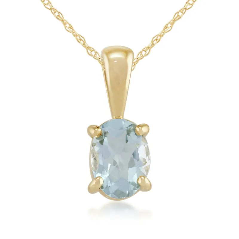 Classic Oval Aquamarine 0.60ct Pendant in 9ct Yellow Gold sold by Gemondo Jewellery