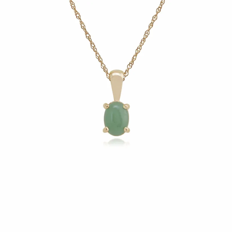 Classic Oval Green Jade Single Stone Pendant in 9ct Yellow Gold sold by Gemondo Jewellery