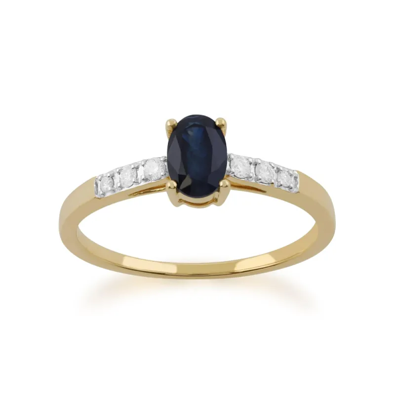 Gemondo 9ct Yellow Gold Sapphire & Diamond Oval Cut Solitaire Ring sold by Gemondo Jewellery