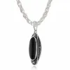 Art Deco Style Style Black Onyx Cabochon & Marcasite Drop Earrings & Pendant Set in 925 Sterling Silver sold by Gemondo Jewellery