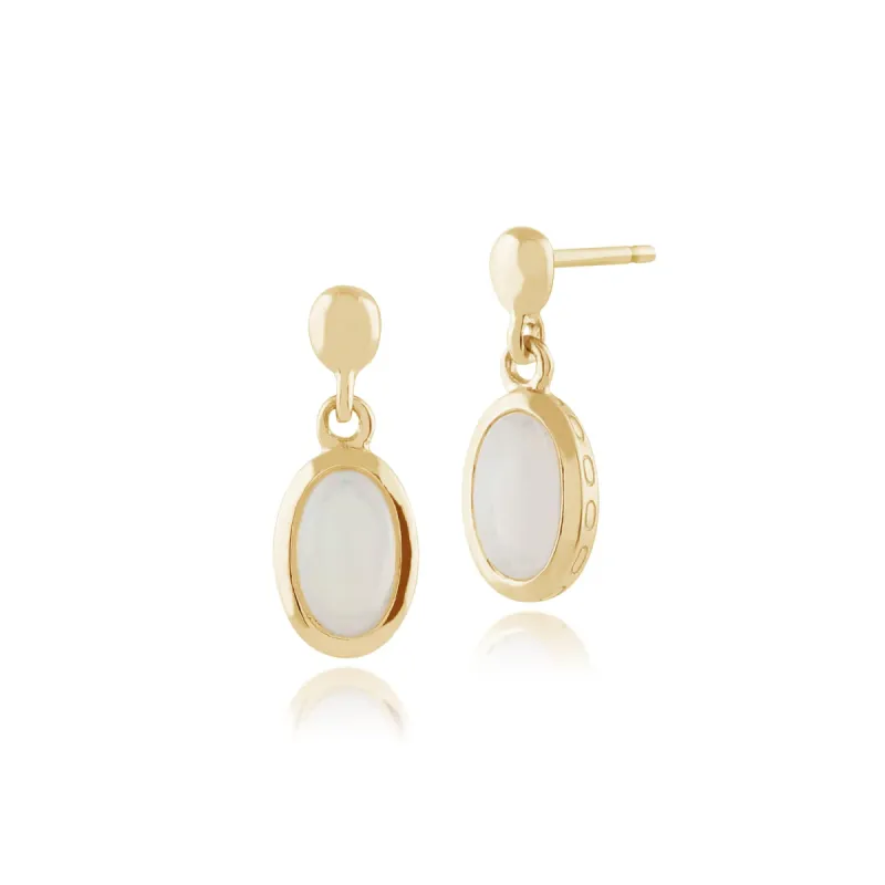 Classic Oval Opal Drop Earrings in 9ct Yellow Gold sold by Gemondo Jewellery