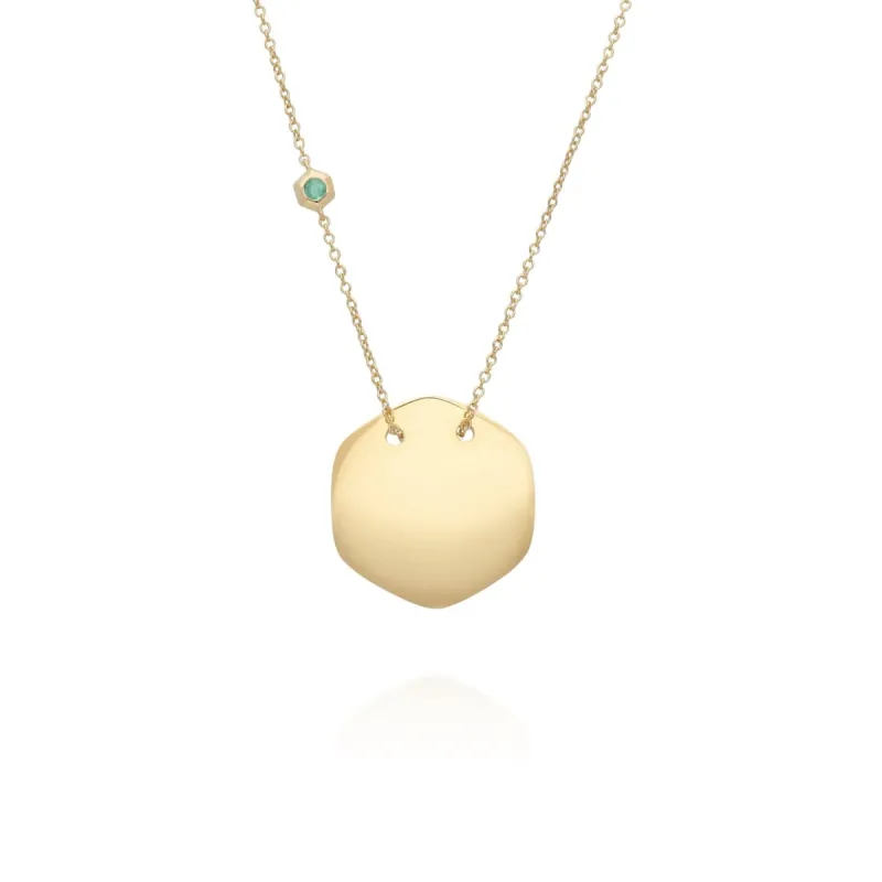 Emerald Engravable Necklace in Yellow Gold Plated Sterling Silver sold by Gemondo Jewellery