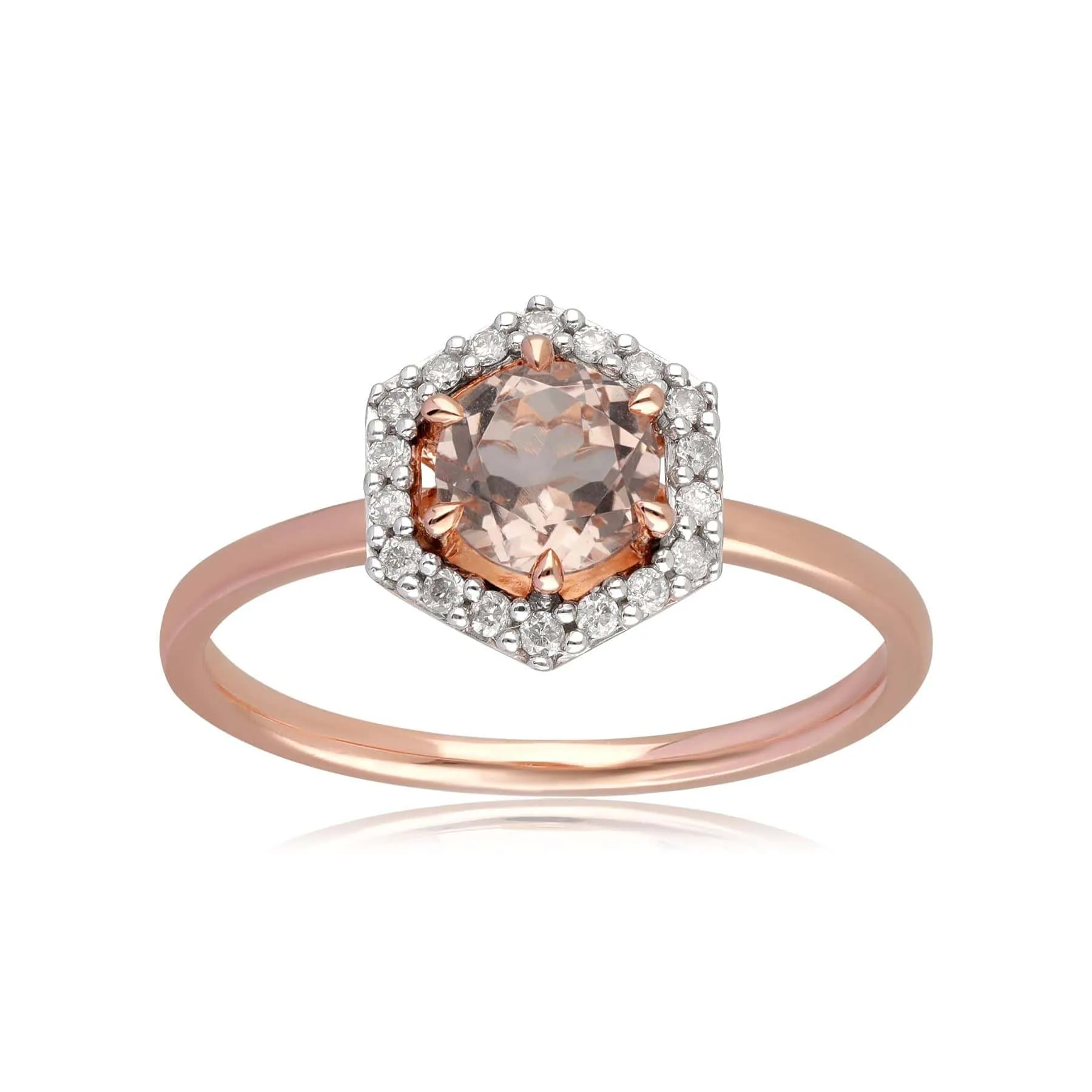 9ct Rose Gold 0.556ct Morganite & Diamond Halo Engagement Ring sold by Gemondo Jewellery product image thumbnail 2
