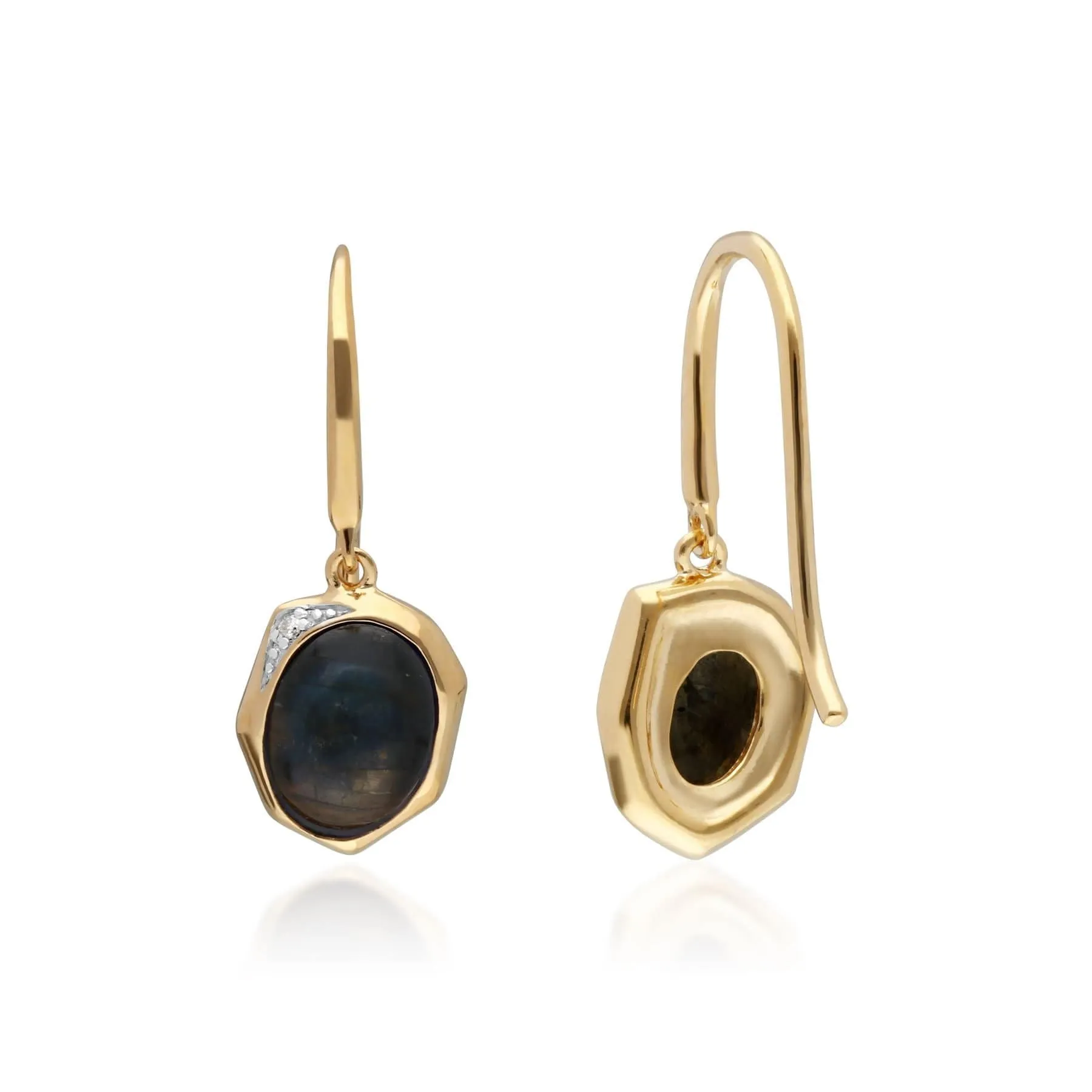 Irregular B Gem Labradorite & Diamond Drop Earrings in Gold Plated Silver sold by Gemondo Jewellery product image thumbnail 3