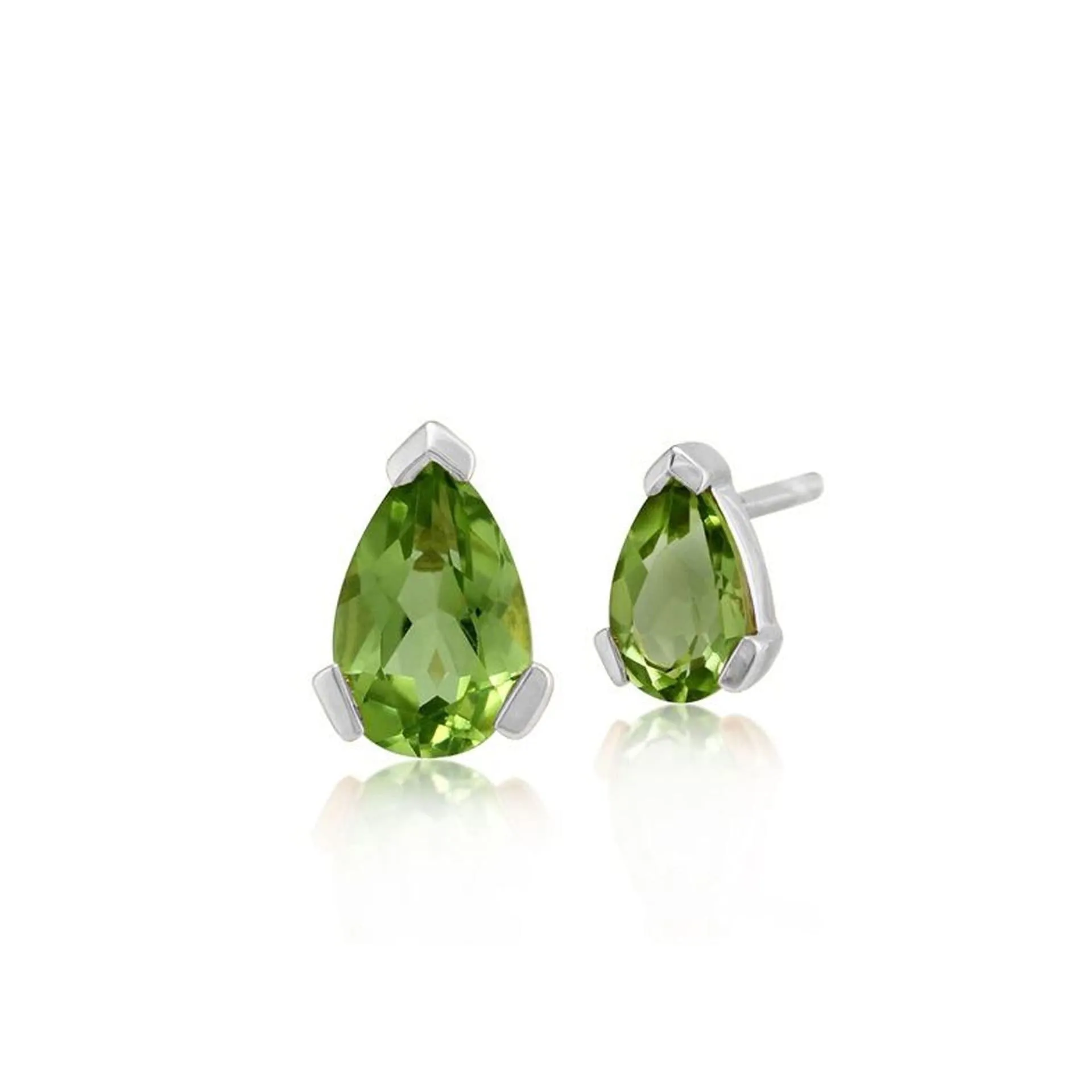 Classic Pear Peridot Stud Earrings in 9ct White Gold 6.5x4mm sold by Gemondo Jewellery