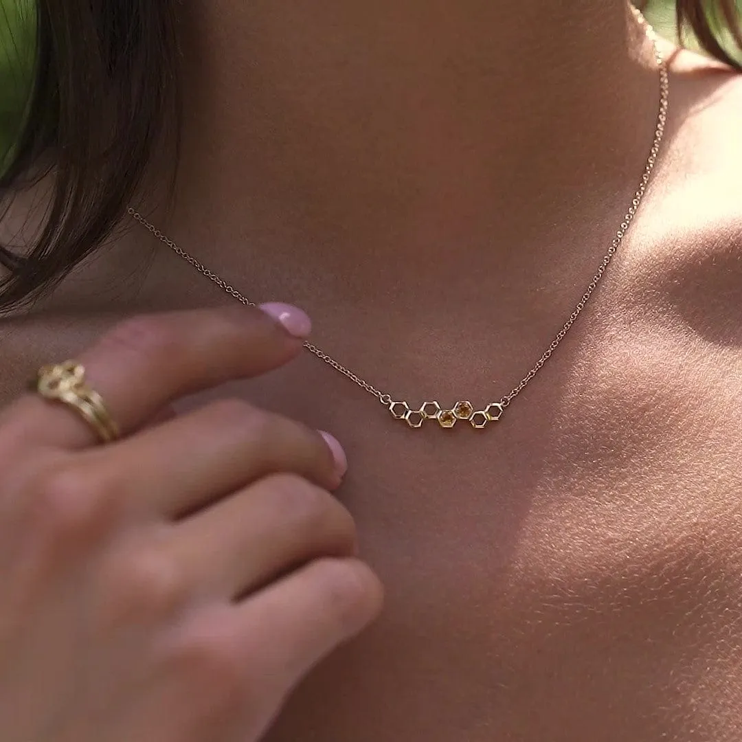 Honeycomb Inspired Citrine Link Necklace in 9ct Yellow Gold sold by Gemondo Jewellery product image thumbnail 2