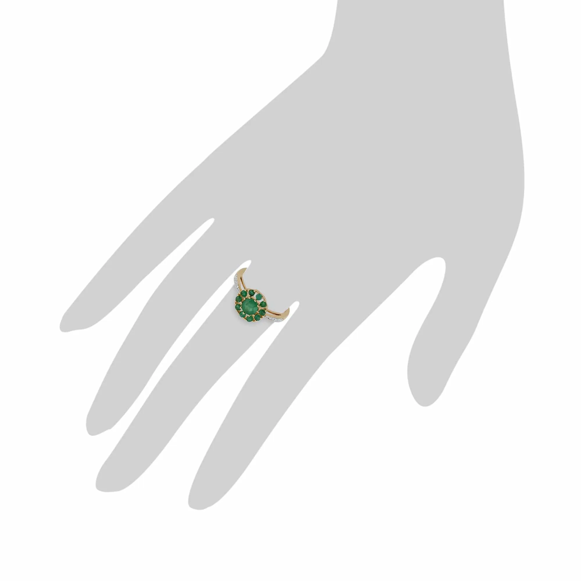 Gemondo 9ct Yellow Gold 0.91ct Emerald & Diamond Floral Ring sold by Gemondo Jewellery product image thumbnail 3
