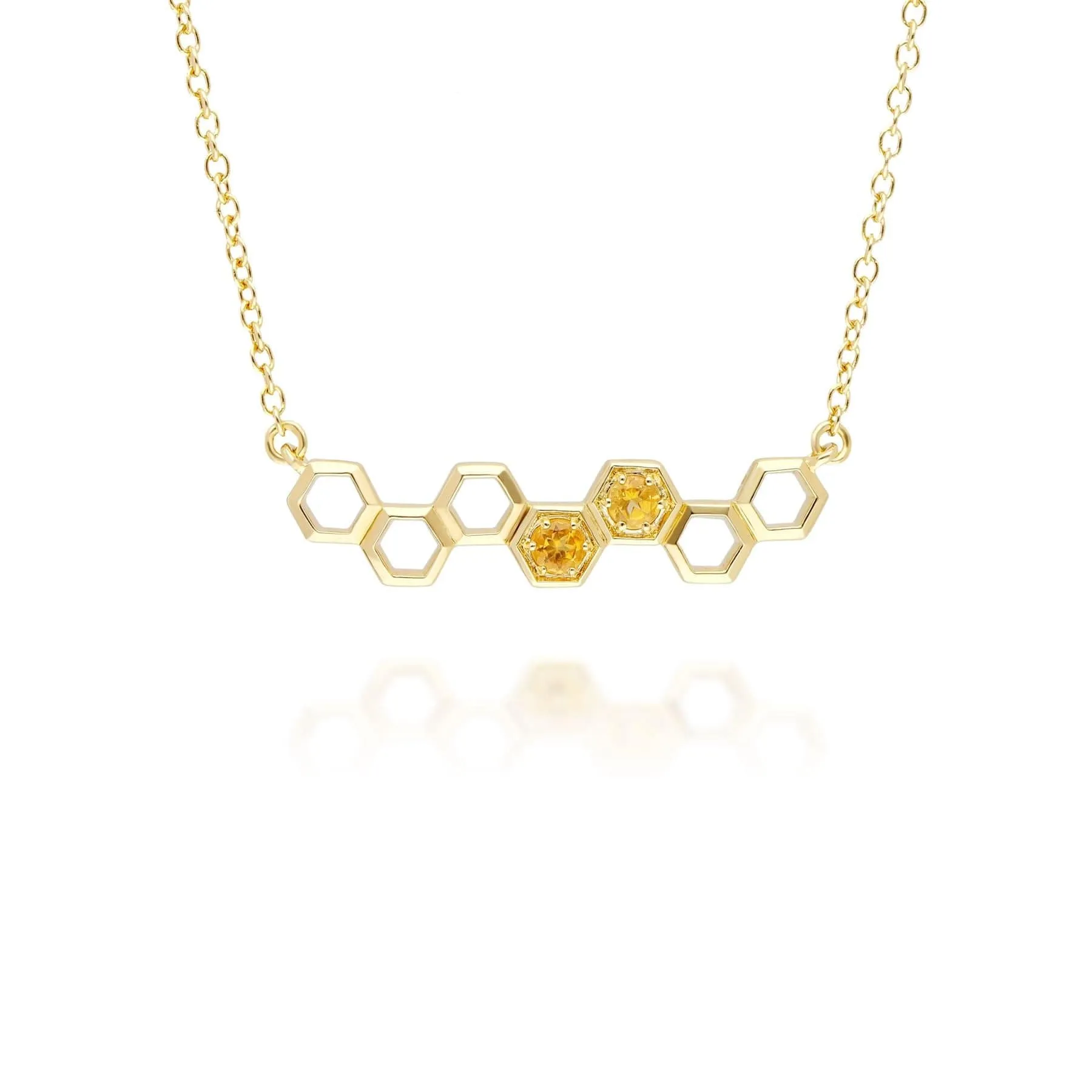 Honeycomb Inspired Citrine Link Necklace in 9ct Yellow Gold sold by Gemondo Jewellery