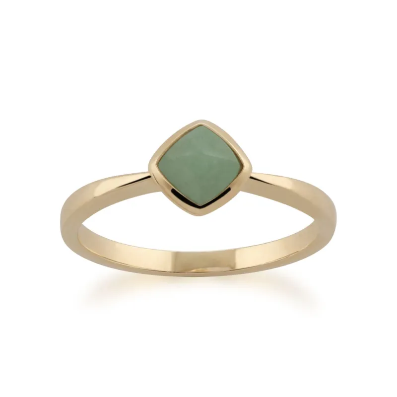 Gemondo 9ct Yellow Gold Cushion Green Jade Ring sold by Gemondo Jewellery