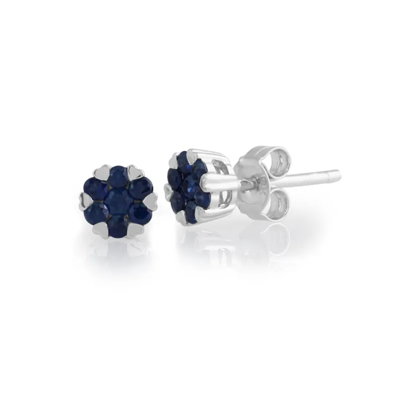 Gemondo 9ct White Gold 0.34ct Sapphire Floral Cluster Stud Earrings sold by Gemondo Jewellery