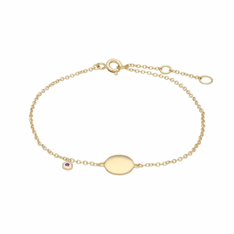 Ruby Engravable Bracelet in Yellow Gold Plated Sterling Silver sold by Gemondo Jewellery