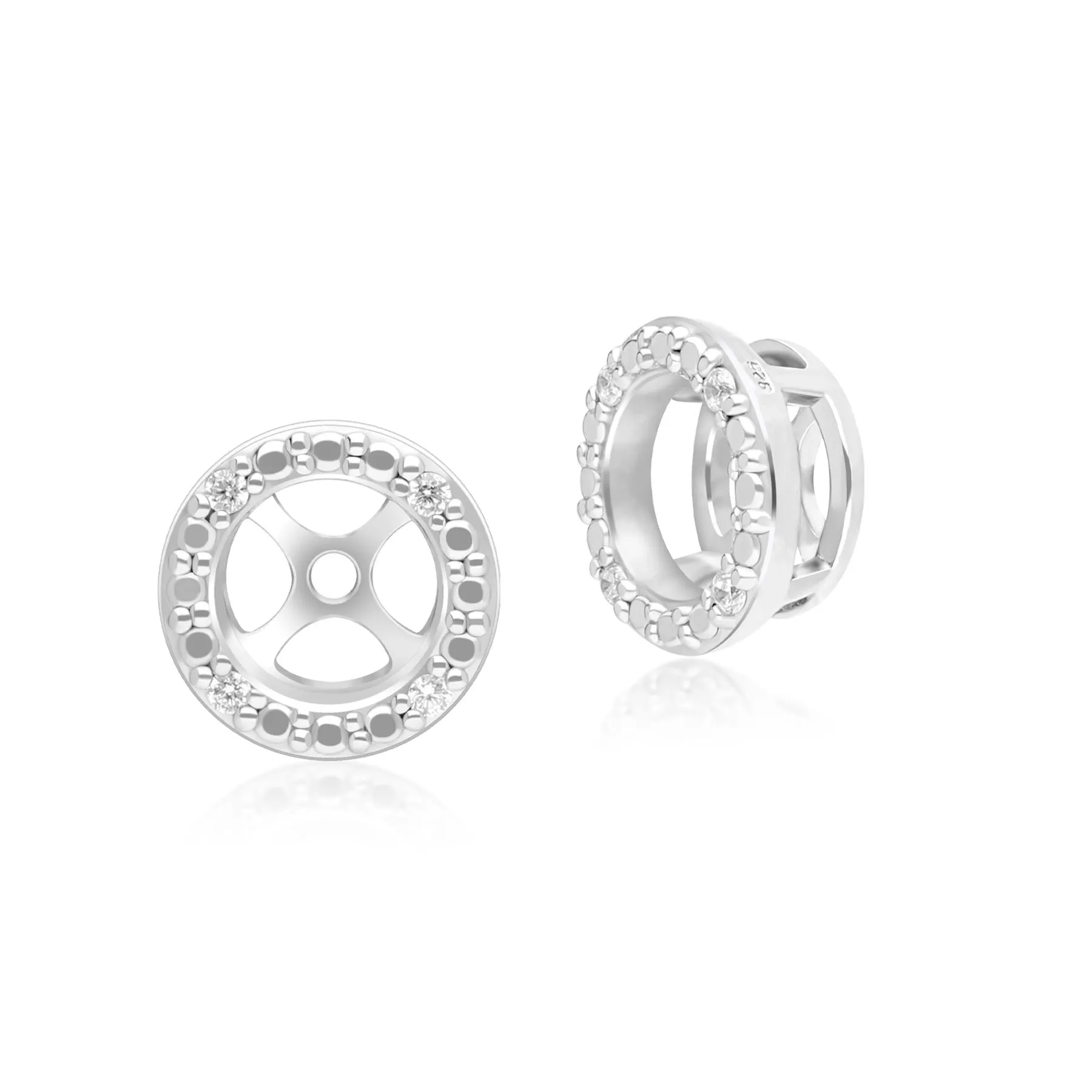 Classic Halo Diamond Ear Jacket Earrings in 9ct White Gold sold by Gemondo Jewellery