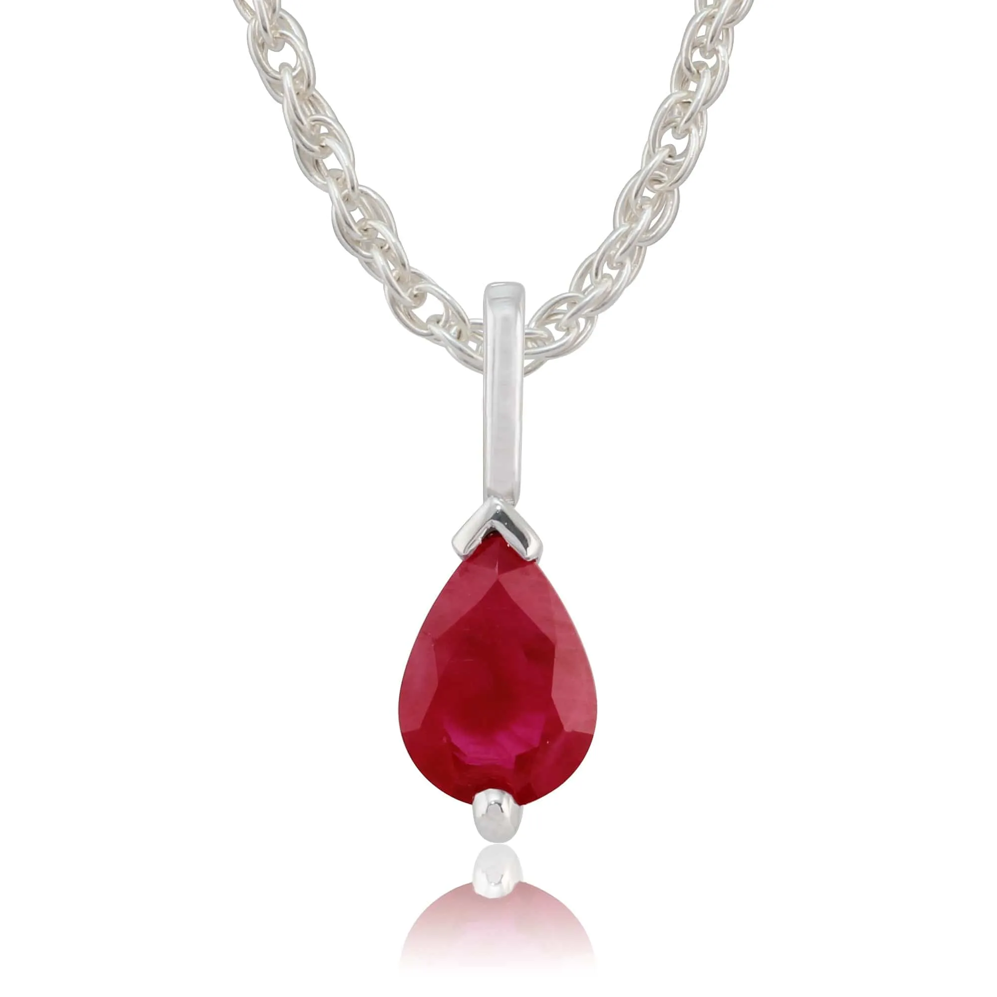 Classic Pear Ruby Pendant in 9ct White Gold sold by Gemondo Jewellery
