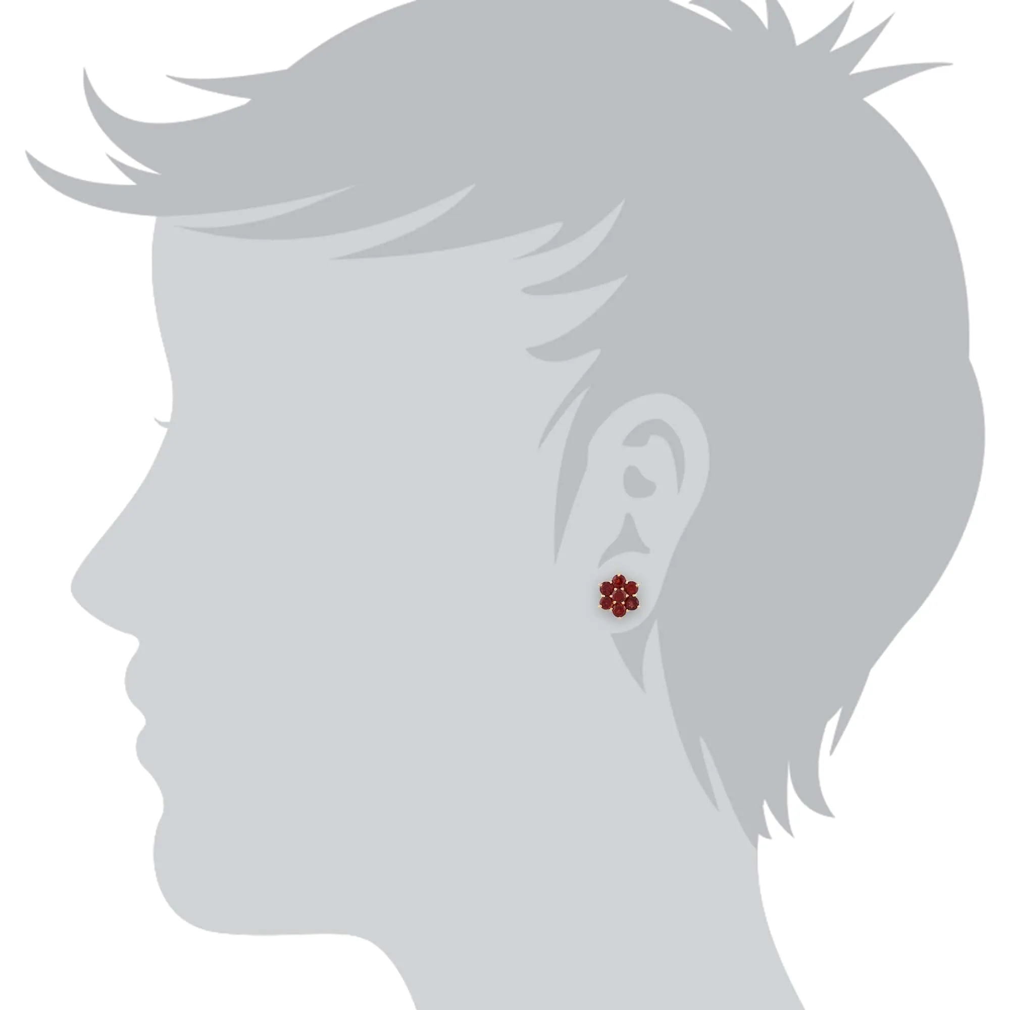 Floral Round Garnet Cluster Stud Earrings in 9ct Yellow Gold sold by Gemondo Jewellery product image thumbnail 2