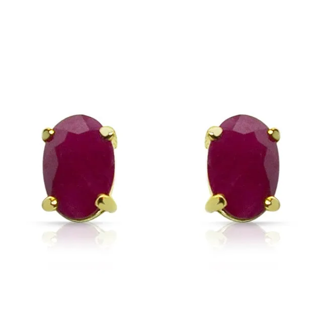 Classic Oval Ruby Single Stone 9ct gold Stud Earrings & Pendant Set sold by Gemondo Jewellery product image thumbnail 2