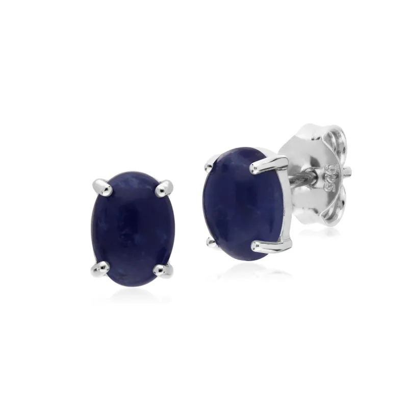 Gemondo Sterling Silver Sodalite Single Stone Oval Stud Earrings sold by Gemondo Jewellery