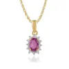 Classic Oval Pink Sapphire & Diamond Cluster Stud Earrings & Pendant Set in 9ct Yellow Gold sold by Gemondo Jewellery