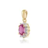 Classic Oval Pink Sapphire & Diamond Cluster Stud Earrings & Pendant Set in 9ct Yellow Gold sold by Gemondo Jewellery