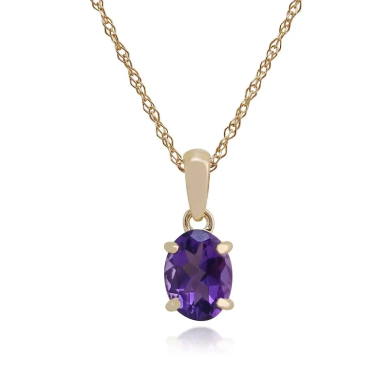 Classic Oval Amethyst Pendant in 9ct Yellow Gold sold by Gemondo Jewellery
