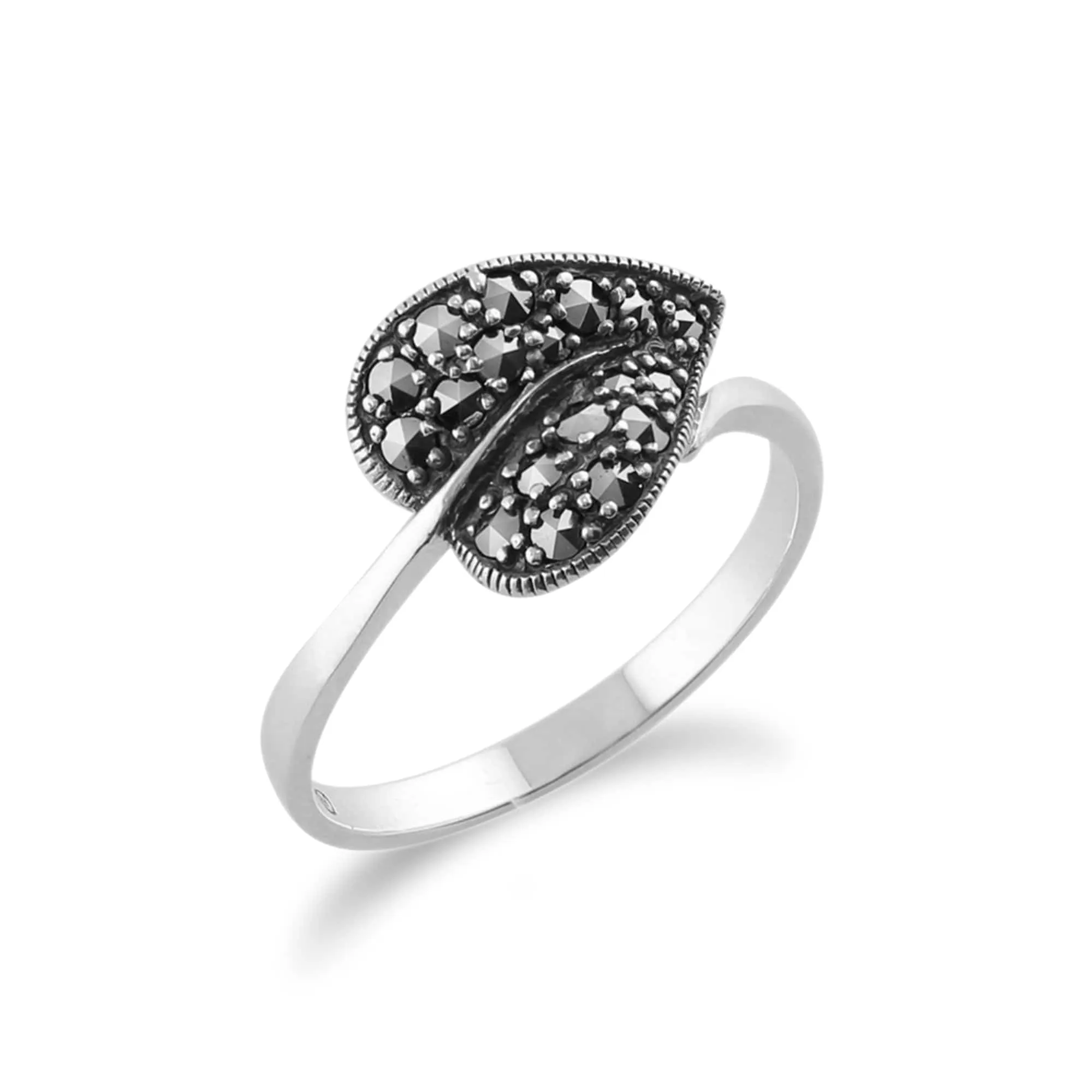 Gemondo Sterling Silver Art Nouveau 0.46ct Marcasite Leaf Ring sold by Gemondo Jewellery product image thumbnail 2