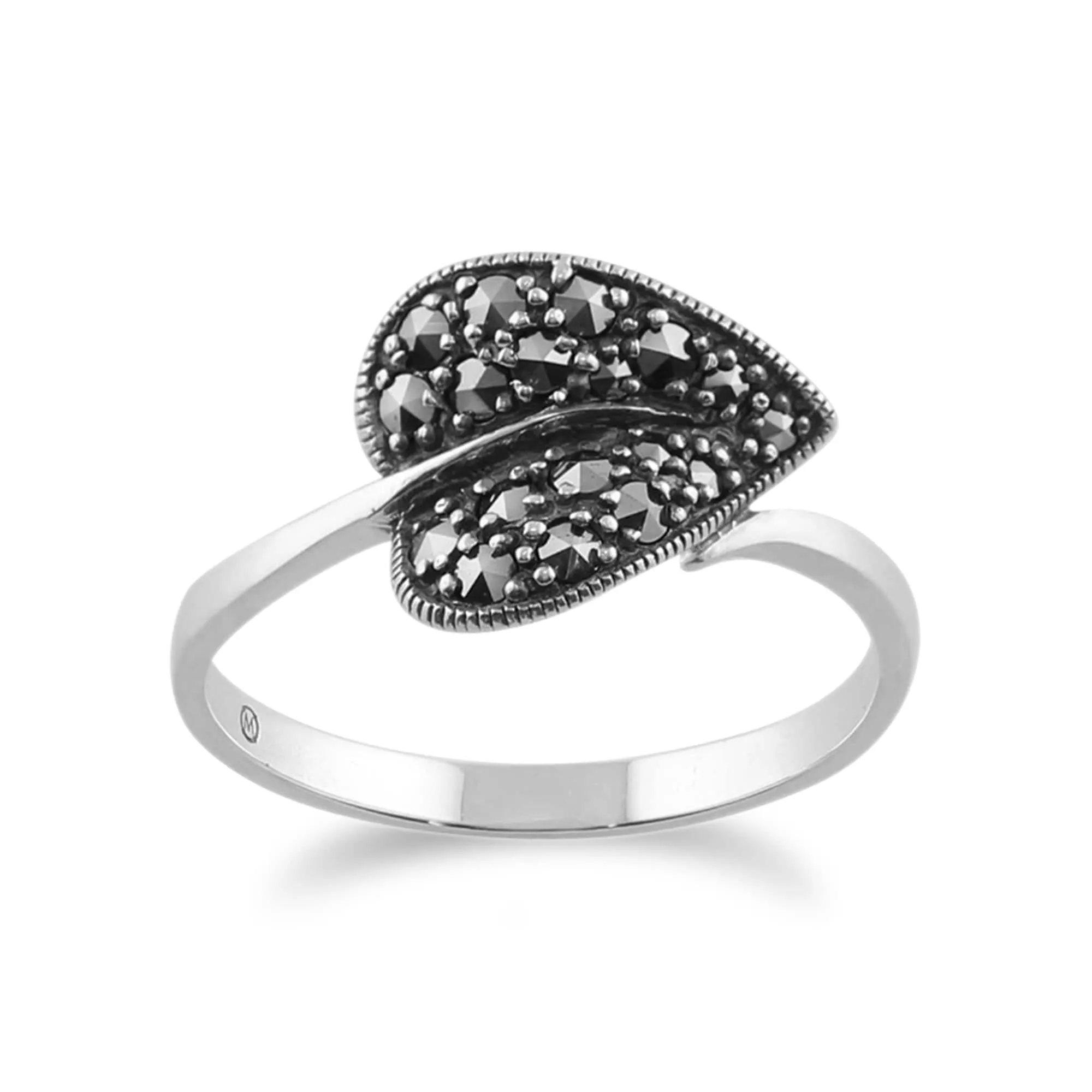 Gemondo Sterling Silver Art Nouveau 0.46ct Marcasite Leaf Ring sold by Gemondo Jewellery