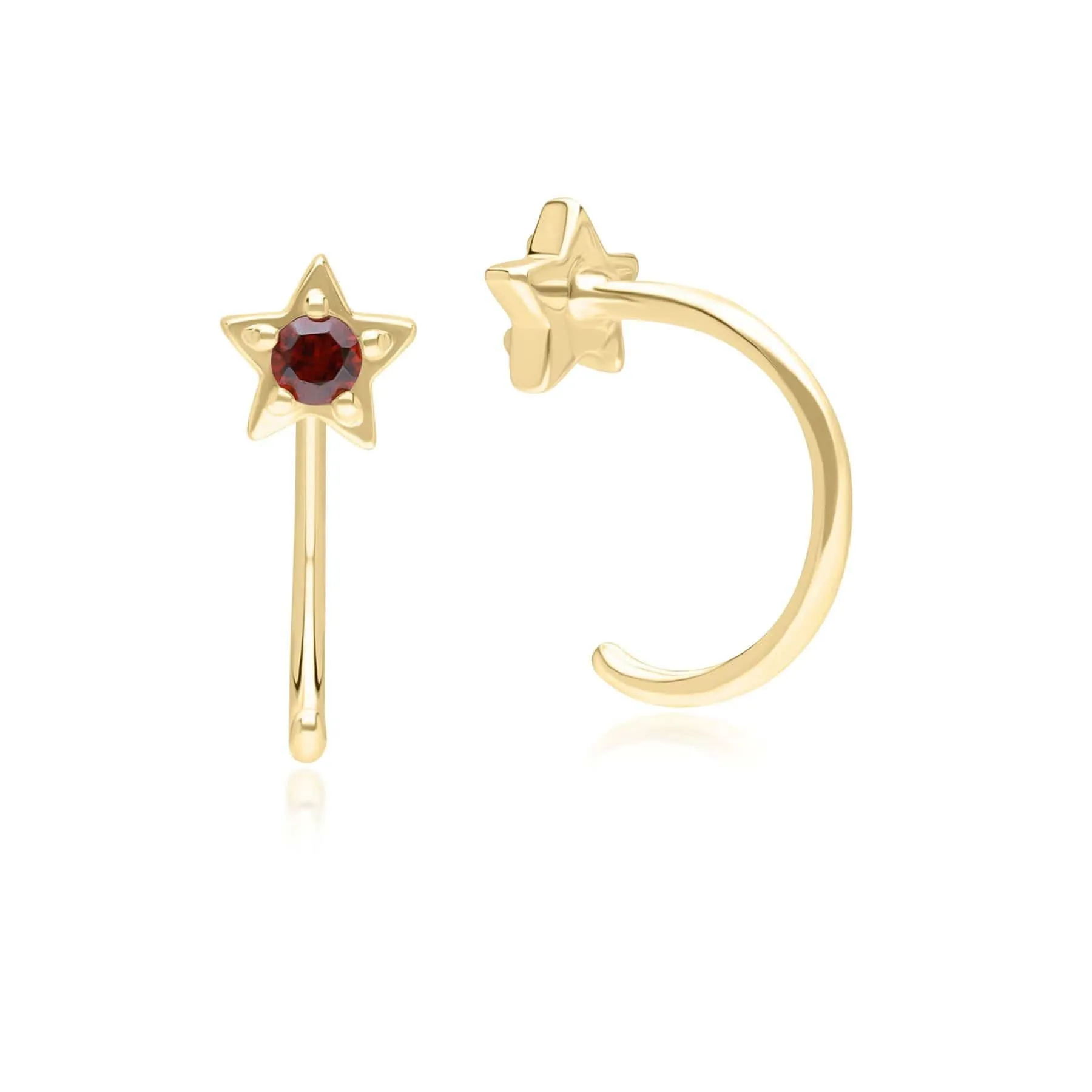 Modern Classic Garnet Pull Through Hoop Earrings in 9ct Yellow Gold sold by Gemondo Jewellery product image thumbnail 3