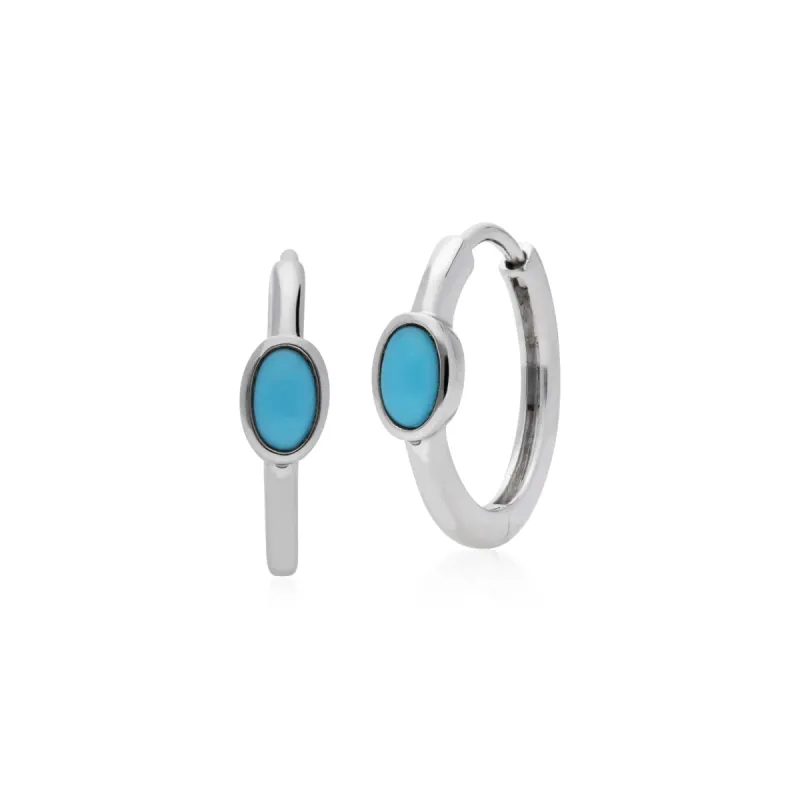Gemondo Sterling Silver Turquoise Single Stone Hoop Earrings sold by Gemondo Jewellery