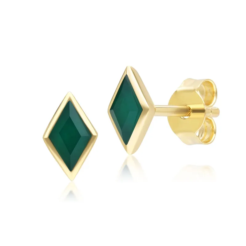 Classic Chalcedony Stud Earrings in 9ct Yellow Gold sold by Gemondo Jewellery